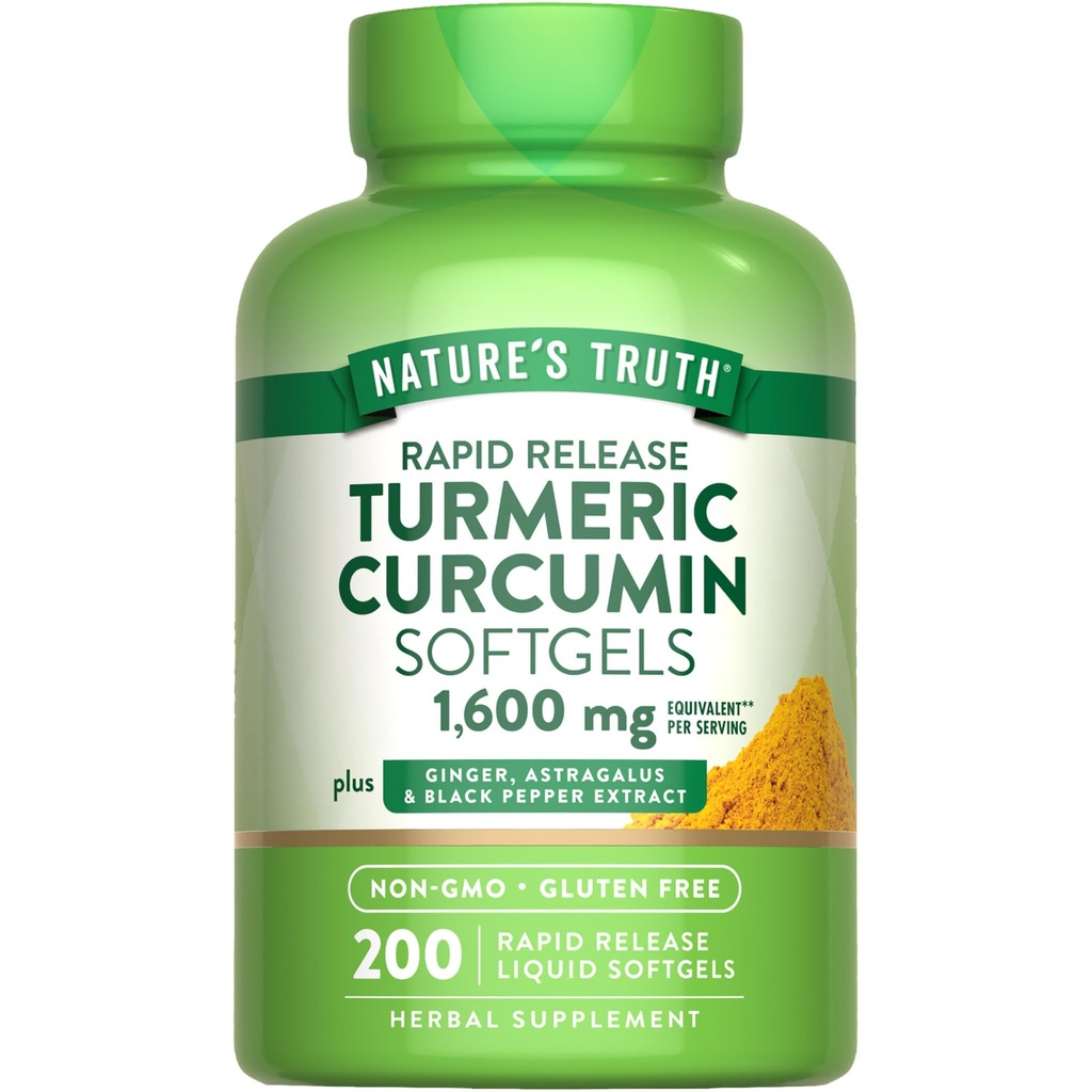 Kompleks Curcumin Nature 's Truth Turmeric Sufcumin Tambahan 124; dengan Ekstrak Pepper Hitam, Ginger & Astragalus 124; 200 Rapid Lepaskan Softgeels 124; Non-GMO dan Gluten Bebas