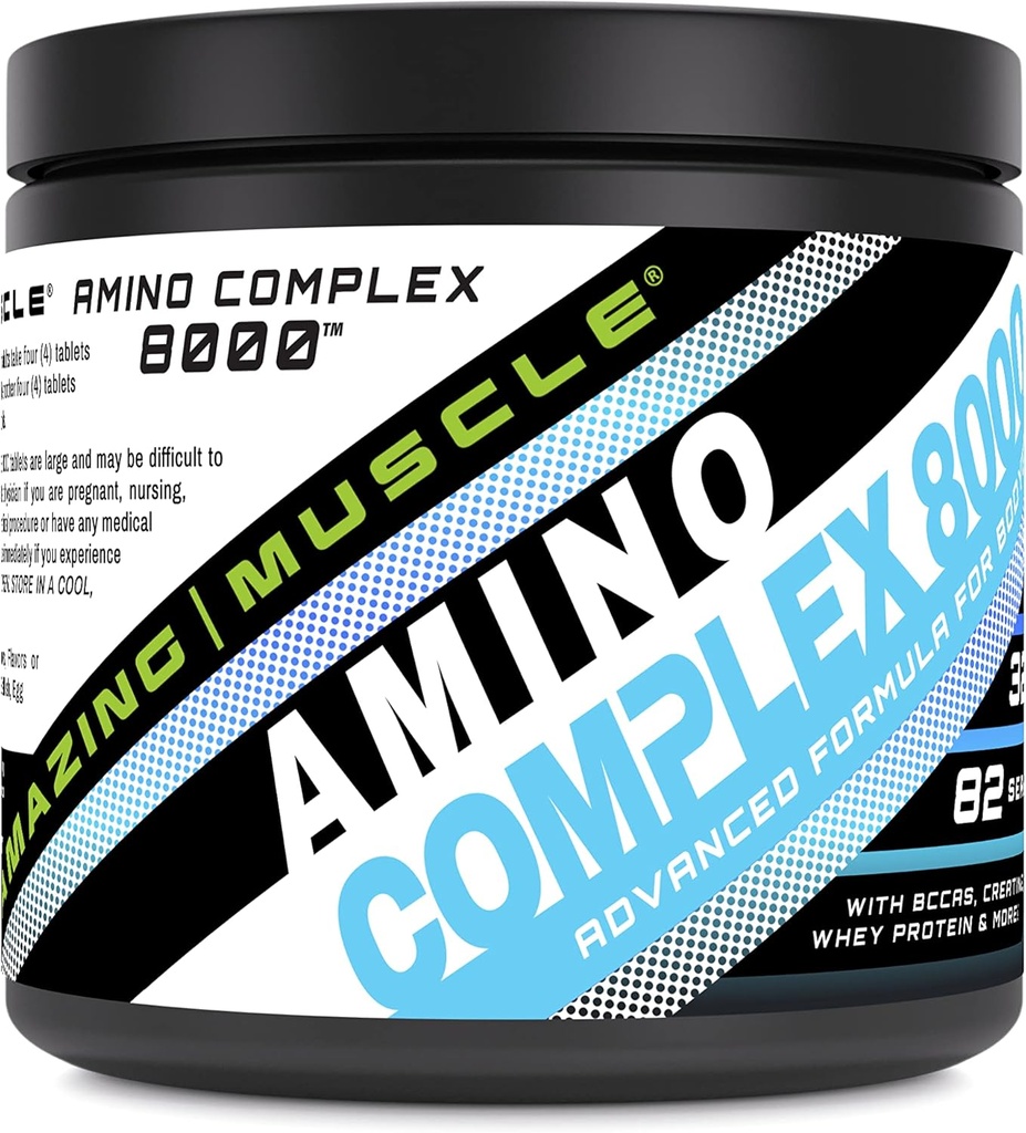 Amazing Muscle Amino Complex Suplement 12.4,000 Mg Per Serving 124; 325 Tablet 14; Formula dengan Taurine, Creatine, L- Glutamine, Wey Protin, & BCAA 's