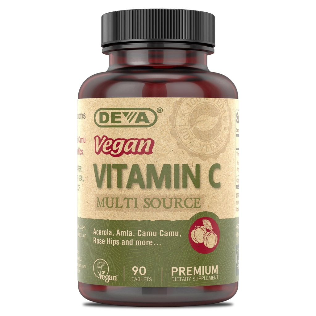 DEVA Vegan Vitamin - Vegan Food berbasis Premium Vitamin C - Multisource - Non-GMO - 90 Tablet