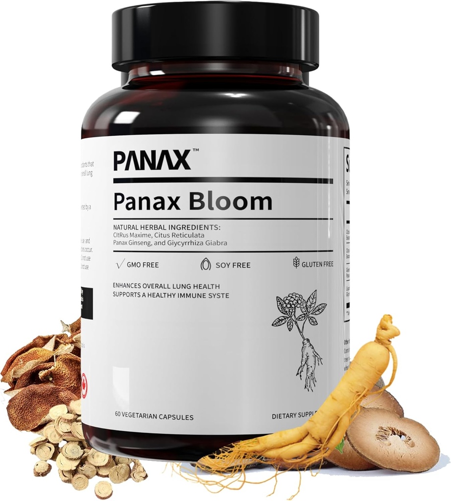 Natural Herbal Ingredictions Capsules 124; Enhance Overall Lung Healthy System Avered Immue System 12.4; Ginseng, Citri Maxima, Citri Reticulata, & Liquorice 124; 60 Vegetarian Capsules