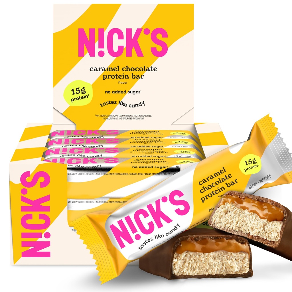 Chocolate Caramel Bars - Kotak Count 124; Protein Tinggi, Kalori rendah, Keto Friendly, Tanpa gula