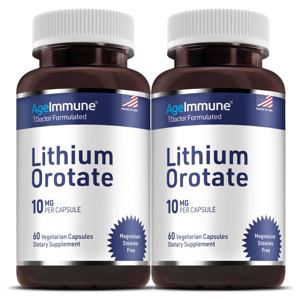 Lithium Orotasi Tambahan 10mg, 60 Vegetarian Capsules. Support Memory and Emotional Wellness. Magnesium Stearate Free Suplemen. (2)