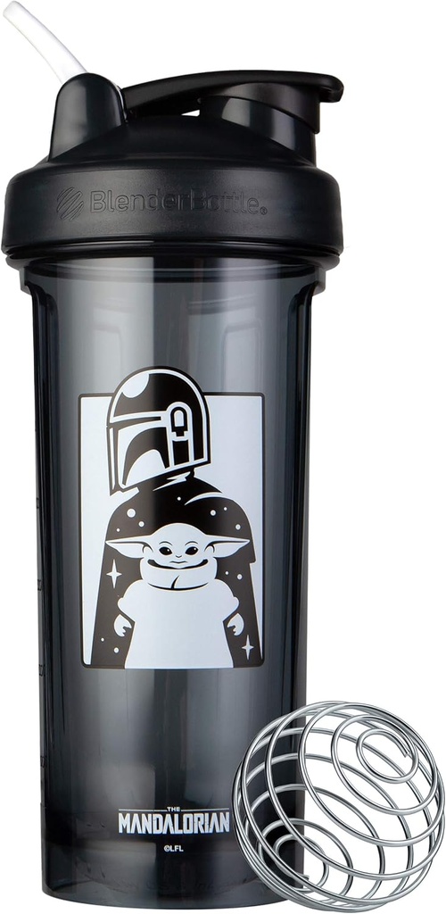 BlenderBottle Star Wars Shaker Bottle Pro Series Perfect for Protein Shakes and Pre Workout, 28- Ounce, Mandalorian & Anak