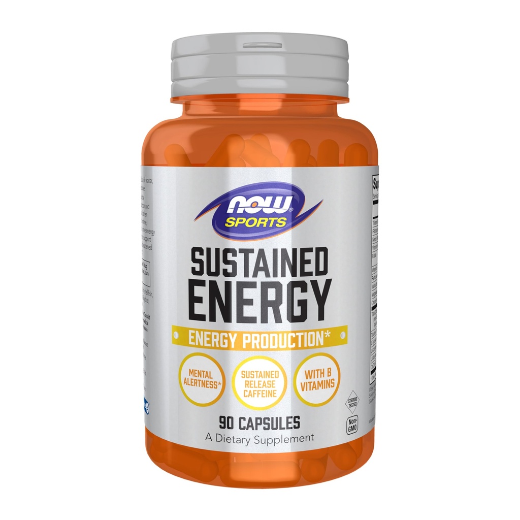 NOW Foods Sports, Substained Energy Production * Mental Allency * Kafein Tertanda dengan B Vitamin 90 Veg Capsules