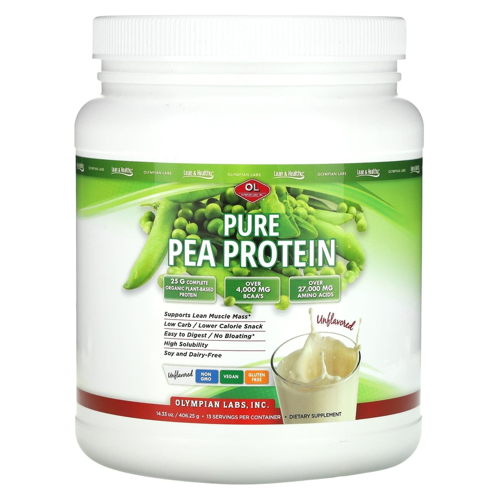 Lab Olympian Pea Protein Powder, Unflashing - 25g of Protein, Plant Based Vegan Friendly, Low Net Carbs, Gluten Free, Laktosa Free, No Sugar Added, dan Soy Free, 13 Servings