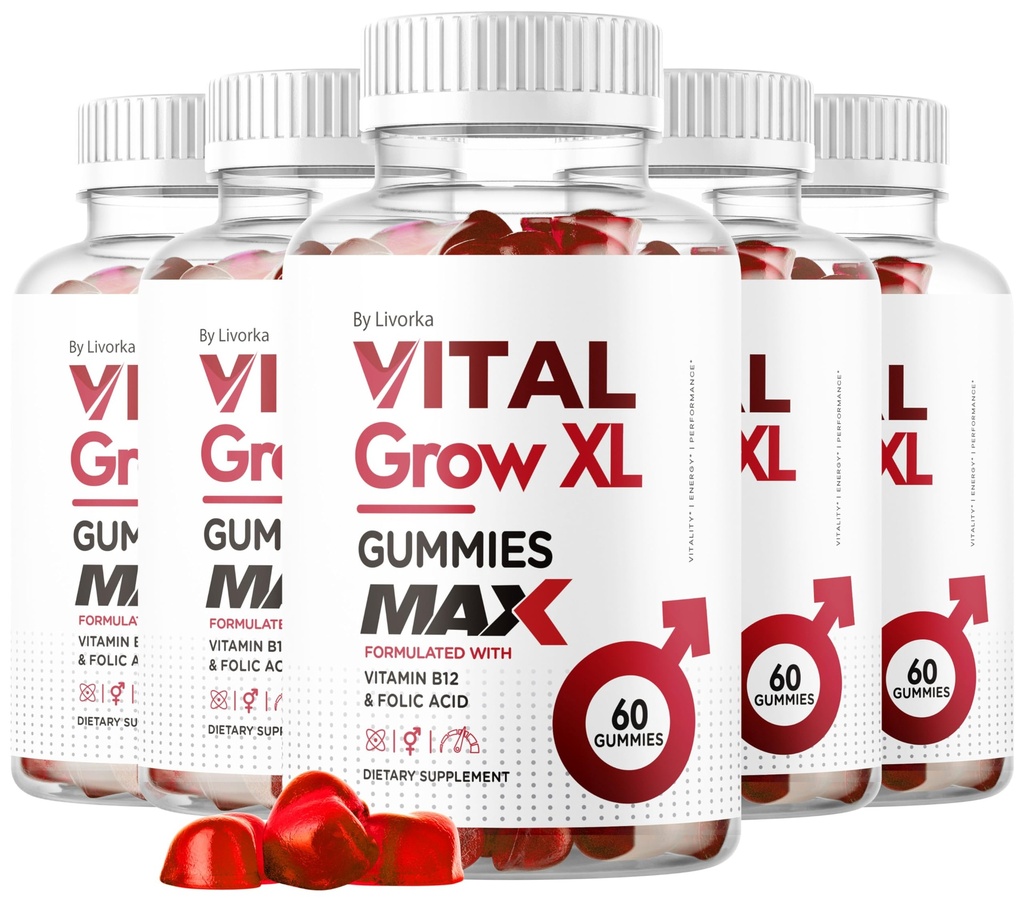 (5 Paket) Vital Grow XL Male Gummies - Pria Performance Gummies 1050MG Vital GrowXL Blade, Pertumbuhan Vital Formula, 300 Gumula untuk 5 Bulan