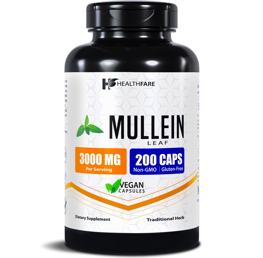 Healtfare Mullein Leaf Extract 3000mg 124; 200 Vegan Capsules 124; Extra Power Herbal Supplement (Supports Wellness & Saldo 124; Nor-GMO, Gluten- Free Alag14; Dibuat di Amerika Serikat