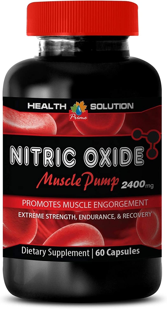 Pompa Otot pra Kerja - Nitric Oxide 2400mg Pompa Otot, Extreme Kekuatan - Nitric Oxide Suplemen Alam, Nitric Oxide Pill for Men, Nitric Oxide Booster untuk Men, Nitric Oxide, 1B 60 Capsules