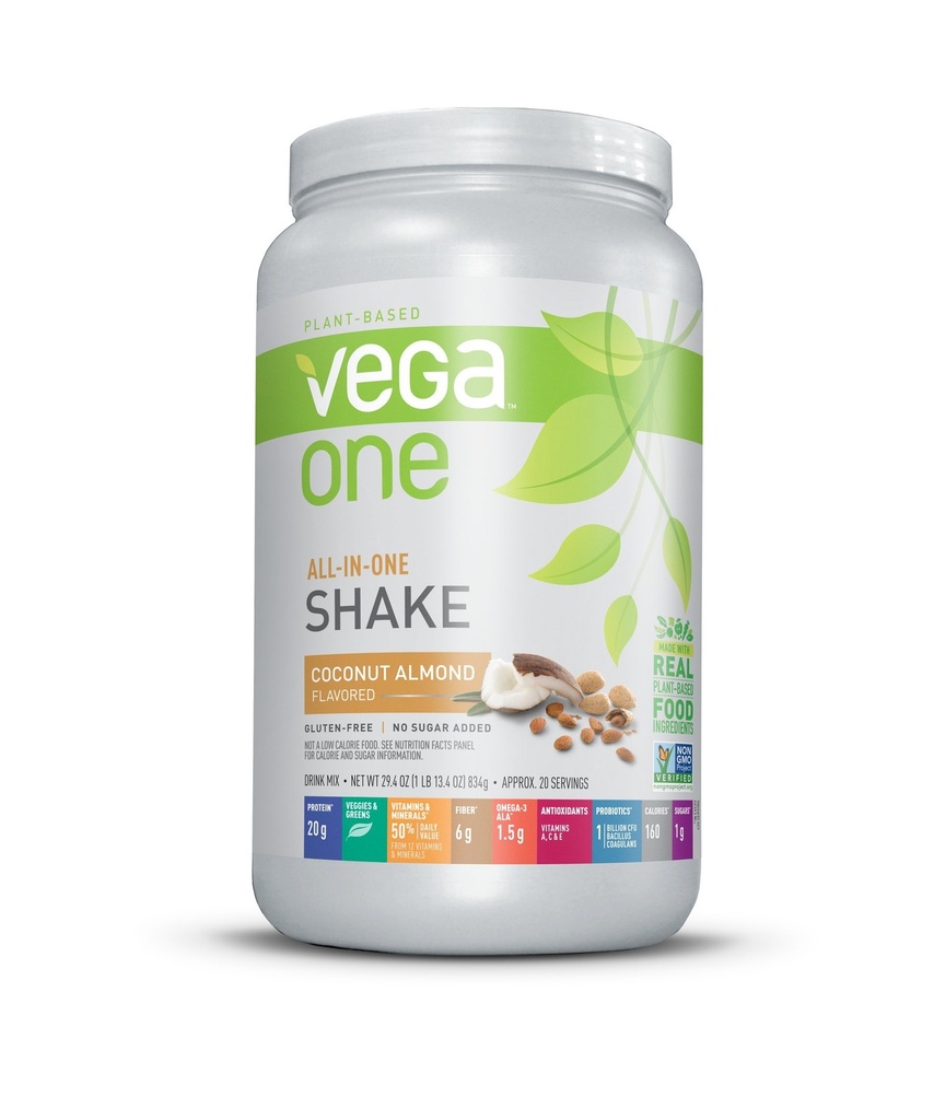 Vega One All- InOne Nutrition Shake Coconut Almond (20 porsi) - Tanaman berbasis Vegan Protein Powder, Non Dairy, Gluten Free, Non GMO, 29.4 Ounce (Paket 1)