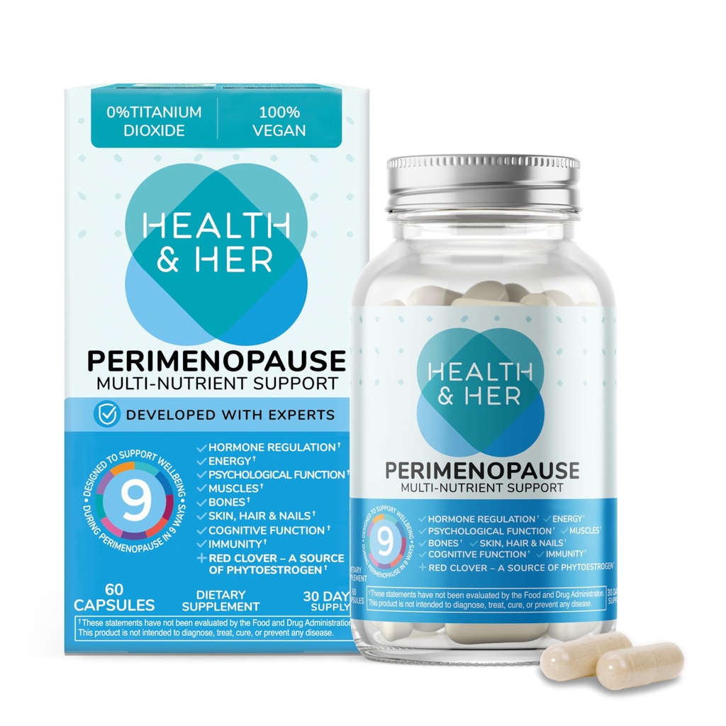 Suplemen Kesehatan & Nya Perimenopause untuk Perempuan - The UK 's No.1 Perimenopause Suplement - Multiple-Nutrient Wellsing Dukungan untuk Awal Menopause, Vegan, Gluten- Bebas, Non GMO (60 ct - 1 Bulan)