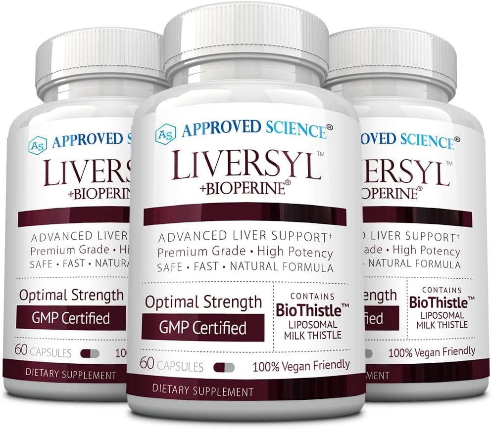 Approved Science Liversyl - Dukung Optimal Liver Fungsi - Cleanse and Detox - Fast and Efektif - Milk Thistle, Artichoke Extract, dan Bioperine - Vegan - 180 Count - 3 Bulan Suppply - Dibuat di USA