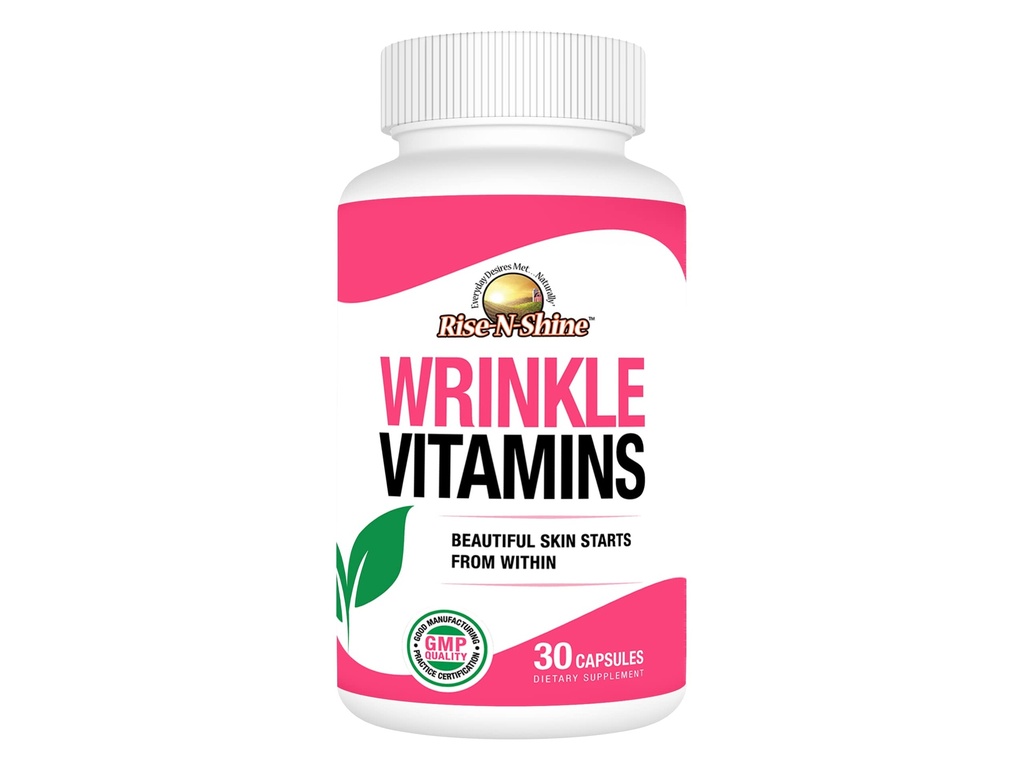 Rise- N-Shine Wrinkle Vitamin Skin Supplement Face Mask dengan Collagen, Resveratrol, Aloe Vera, Benih Grape dan Lebih dari 30 Count