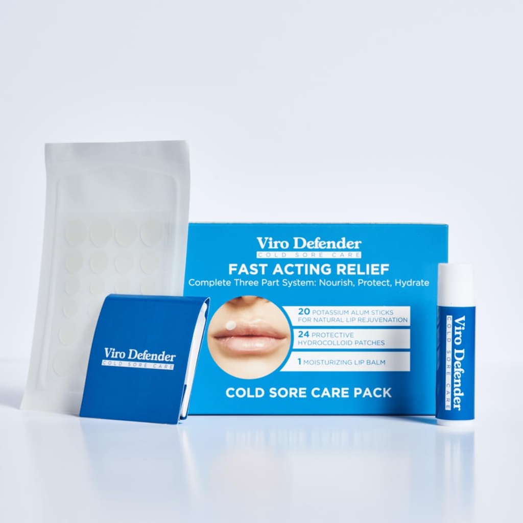 Hydrocolloid & Alum Stone Sore Care Pack is a First- of-its- Kind, Revolutionary Threatment, Combining Hydrocolloid Patches, Alum Stone, & Lip Balm to Soothe Your Cold Sore