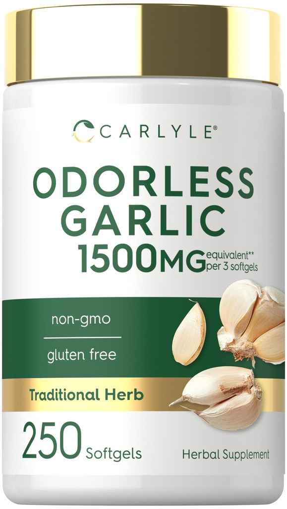 Carlyle Odorless Odorlic Softgeels 1500mg 124; 250 Count 124; Non-GMO, Gluten Free Extract Suplement