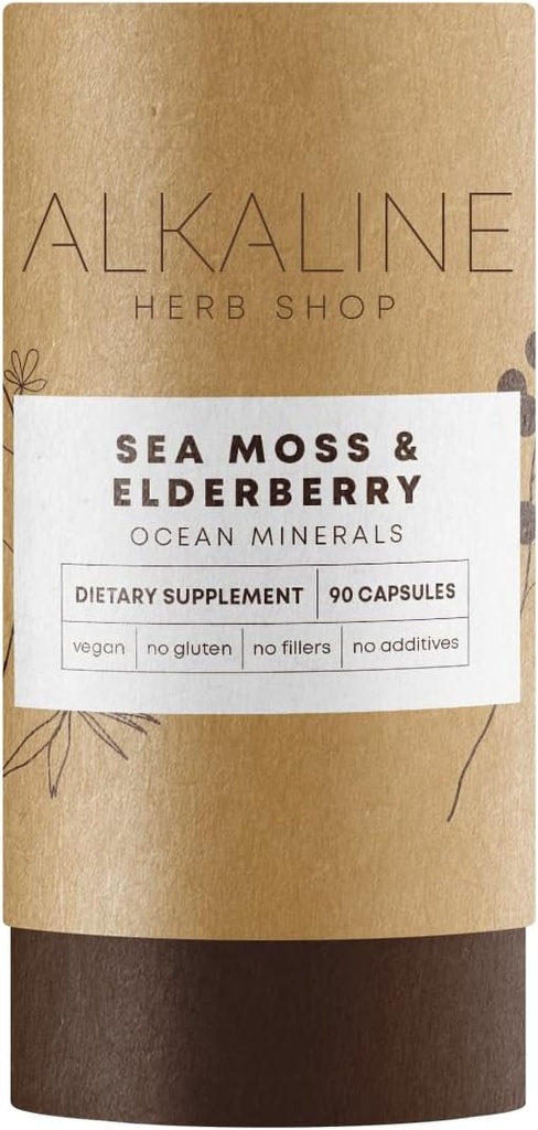 Alkaline Herb Store Sea Moss dan Elderberry Suplement 90 Capsules