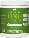 VitaHustle ONE Superfood Super Greens Powder with Pregities + Progrees, Reduce Bloating, Detox, Gut Health, Spirulina, Chlorella, Digevical Enzymes (Berry Flavor, 25 Servings)
