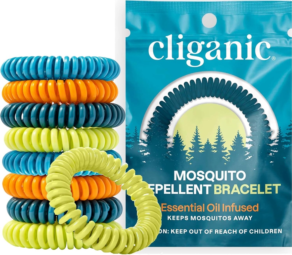 Kliganic 25 Pack Mosquito Repelent Brackets for Dewata & Anak-anak - Natural DEET Free Bands, Individually Wrapped