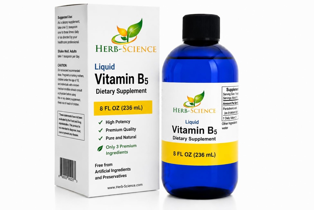 Liquid Vitamin B5 - 192 Servis - Tinggi Absorpsi Pantothenic Acid for Energy, Mood & Nerve Dukungan - Vegan Non-GMO Free - Lebih baik daripada Capsules atau Pil-8 Fl Oz