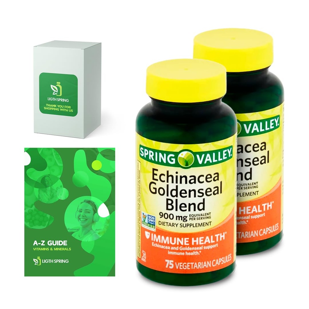 Echinacea Goldenseal Blend Dietary Supplemen, 900 mg, 75 Ct Bundle dengan Eksklusif Vitamin & Minevent A sampai Z - Lebih baik Ligth & Spring Guide @ (3 Items)