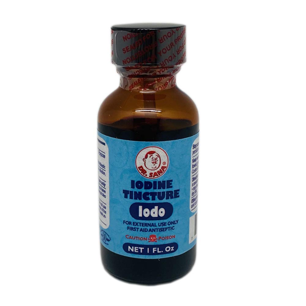 Dr Sana Iodin Tincture. Antiseptik Aid Pertama. Cegah Infeksi di Minor Scrapes, Cuts, Bruises dan Burns. 1 fl.oz.