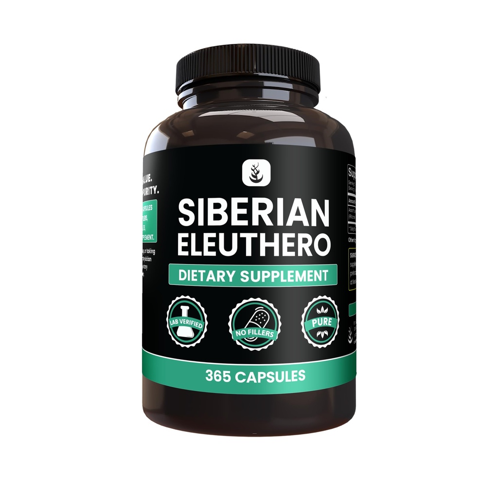 PURE ORIGINAL INGREDIENTS Siberian Eleuthero, Always Pure, No Addonitives Or Fillers, Lab Verified (365 Count (Paket 1))