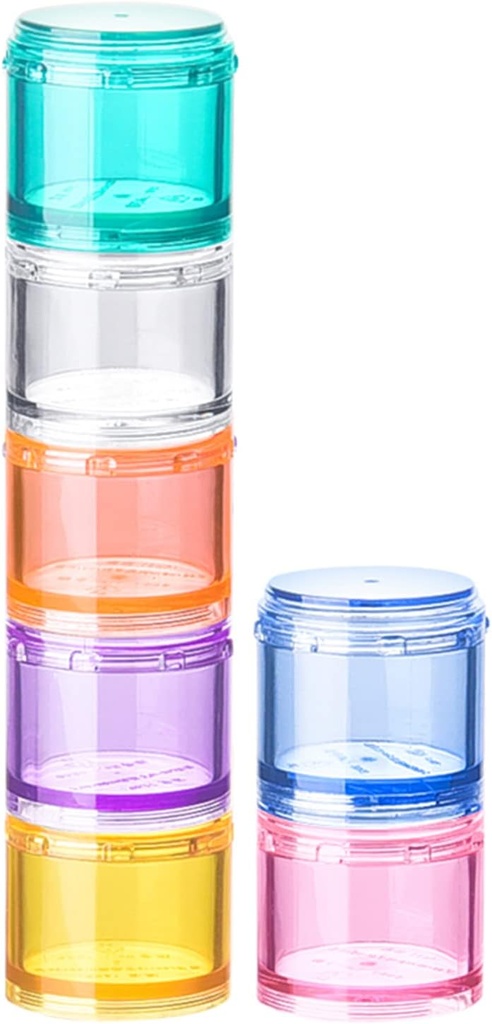Stackable Pill Organizer, 7-Days Travel Pill Case, Pill Box for Pocket, Portable Medicine Container Hoder Medium Rainbow