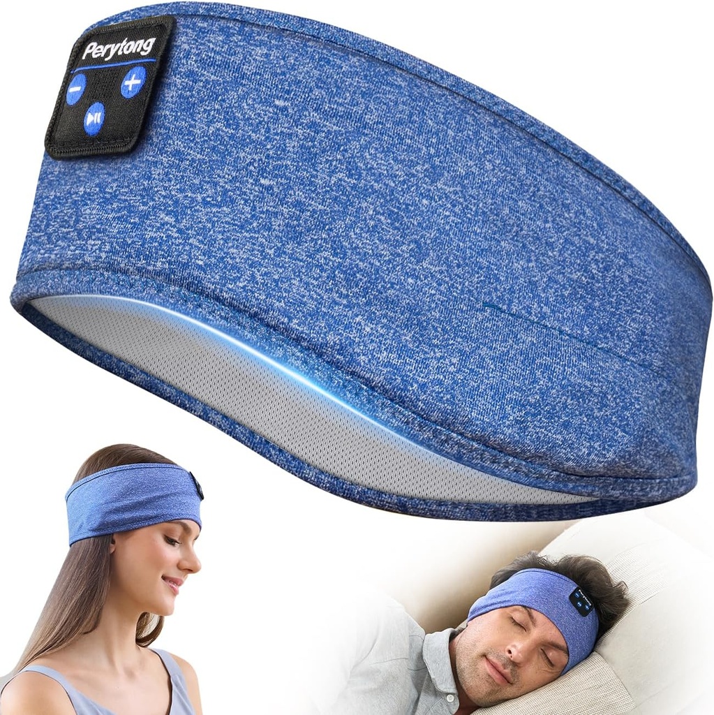 Headband Bluetooth Perytong, Headband Sleep Headphone Bluetooth for Side Sleepers - Sleeping Headband with Thin Speaker Microphone Handsfree Gift ides for Women
