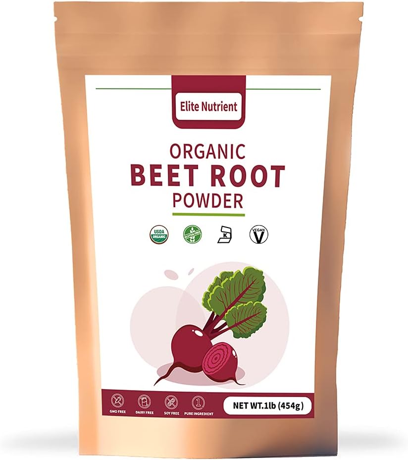 Root Powder Organik Beet, Non- GMO, Gluten Free, Vegan Superfood, Nitric Oxide Booster, Meningkatkan Performance Exercise (16 oz)