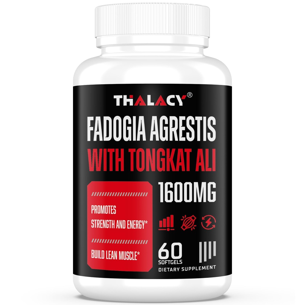 1600mg Fadogia Agrestis Tongkat Ali Suplemen, Fdogia Agrestis Ekstrak untuk Pria dengan Ashwagandha - Kekuatan Maksimum, 60 Softgels