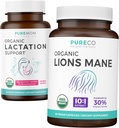 Dukungan Lactation & Lions Mane (1 - Bulan Supply) Bundle Pikiran Ibu dari Lactation Organic - Bantuan untuk Nursing Ibu (60 Capsules) & Organic Lions Jamur Mane 10: 1 Ekstrak (60 Capules)