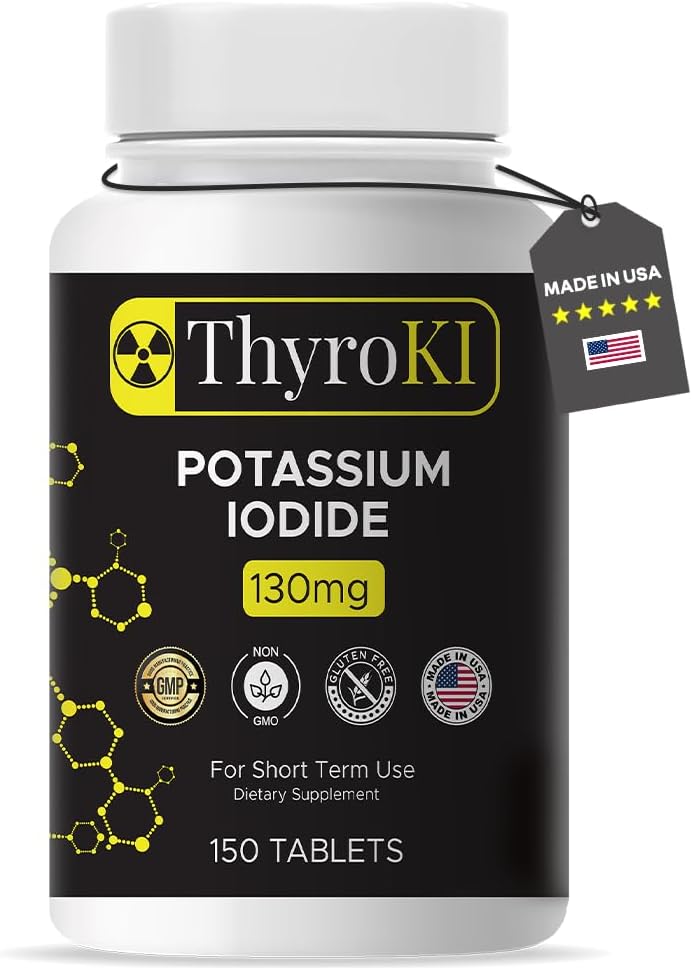 Premium Potasium Iodide Tablets 130 mg - Thyroid Dukung & Respiratory Health - YODO Naciente KI Pistls, 124; Facect-Survival Iodium Supplemen 124; Nor-GMO 124; 150 Tablet I4; Dibuat di AS