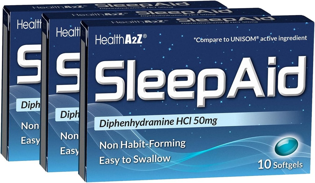 HealtA2Z ® Sleep Aid 124; Diphenhydramine HCL 50mg 124; Softgels 124; Mendukung Deeper Restful Sleeping 124; 10 Counts (Paket 3)