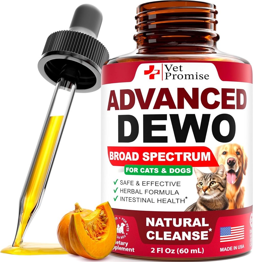 Natural Cat & Dog Intestinal Pertahanan - Herbal Broad Spectrum Cleanser - Membantu Hapus Parasit & Toxins - Obat Cair untuk Puppy & Kitpies - UTI Dukungan - Dibuat di USA