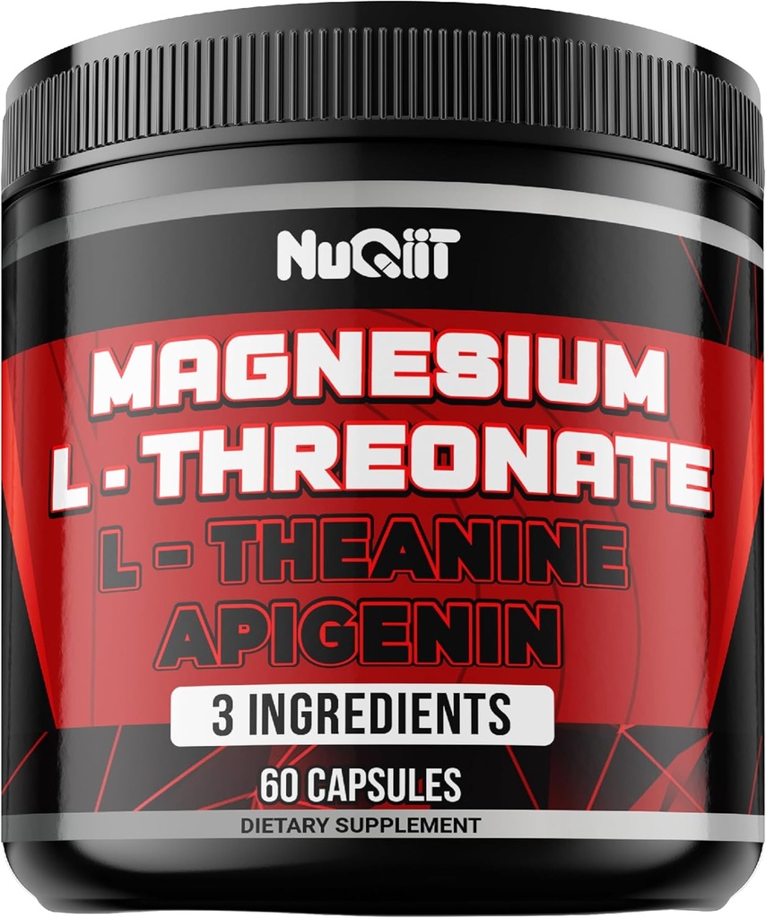 Magnesium L- Threonate, L- Theanine, Appigenin Suplement - 60 Capsules - mengesankan Manfaat untuk konsentrasi, Comfortable Mind Brain Health - 10% Elemental Magnesium