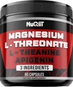 Magnesium L- Threonate, L- Theanine, Appigenin Suplement - 60 Capsules - mengesankan Manfaat untuk konsentrasi, Comfortable Mind Brain Health - 10% Elemental Magnesium