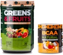 Nutrologi Hijau & Fruit Powder Alami Sourced Superfood, Vanilla Cinnamon (30 Hamba) BCAA Natural, Plant Based BCAA Powder, Orange Coconut Flavor (30 Pelayan)