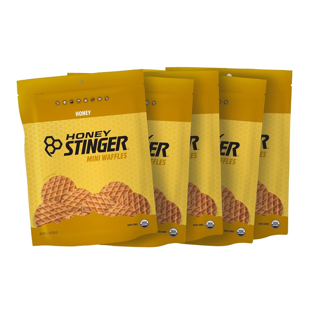 Honey Stinger Organic Mini Honey Waffles, Energy Stroopwafel untuk Latihan, Endurance dan Performance, Pemotongan Olahraga untuk Rumah & Gym, Pra dan Post Workout, 5 Bags, 26.5 Ounce