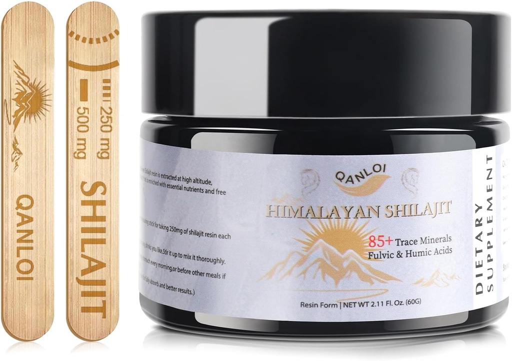 Shilajit untuk Men- Natural Shilajit Resin dengan Suplemen Himic dan Fulvic Acid, Himalaya Shilajit Resin - 120 Serving / 60g (500mg)