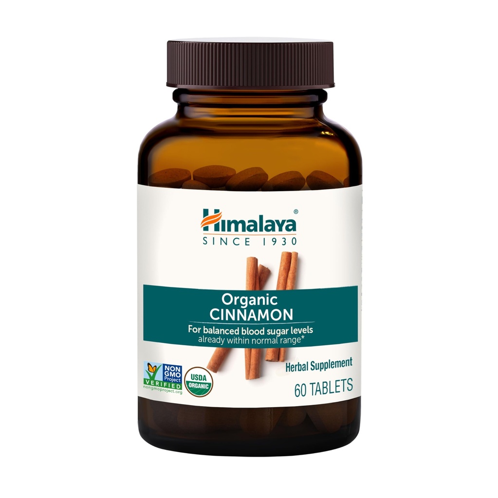 Cinnamon Organik Himalaya, 30 Hari Supply - Herbal Gholi Metabolisme Dukungan - USDA Organik, Non- GMO, Vegan, Gluten Bebas, 1100 mg, 60 tablet