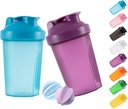 Shaker Bottle Protein Shakes dan 16- Ounce / 400ML Shaker- Bottle with Whish Balls, Plastik Non- BPA (Blue + Purple (2PCS))