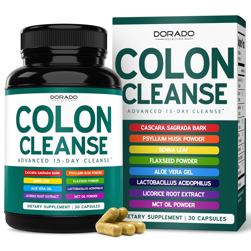 Colon Cleanse & Detox 15 Day Gut Cleanse (30 Count) Intestinal Cleanse Pills & Probiotic for Gentle Laxative & Bowel Relief for Stomach Bloating - Third Party Tested, Vegan, Non-GMO - dibuat di Amerika Serikat