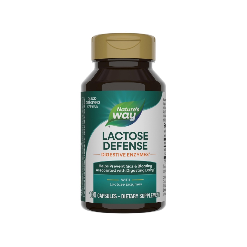 Nature 's Way Laktosa Defense, Digetical Enzymes *, Support The Ditraffic of Dairy *, 690 mg laktase per 3- Capsule Serving, 100 Capsules (Packaging May Vary)