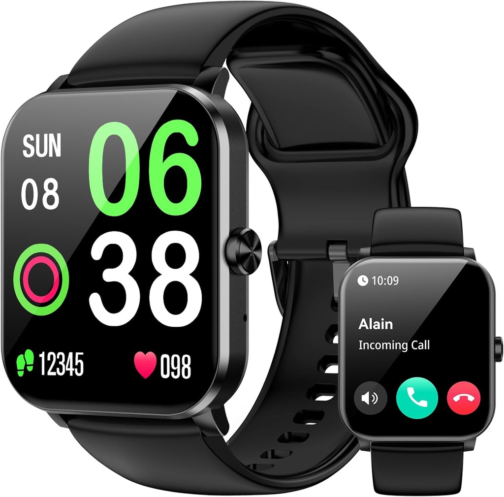Smart Watch, Smartwatch for Men Women, 1.85 "HD Fitness Tracker (Jawaban / Make Calls), 120 + Sport Modes, Heart Rate / Sleep Monitor, IP68 Waterproof Fitness Watch, Smartwatch for Android iOS