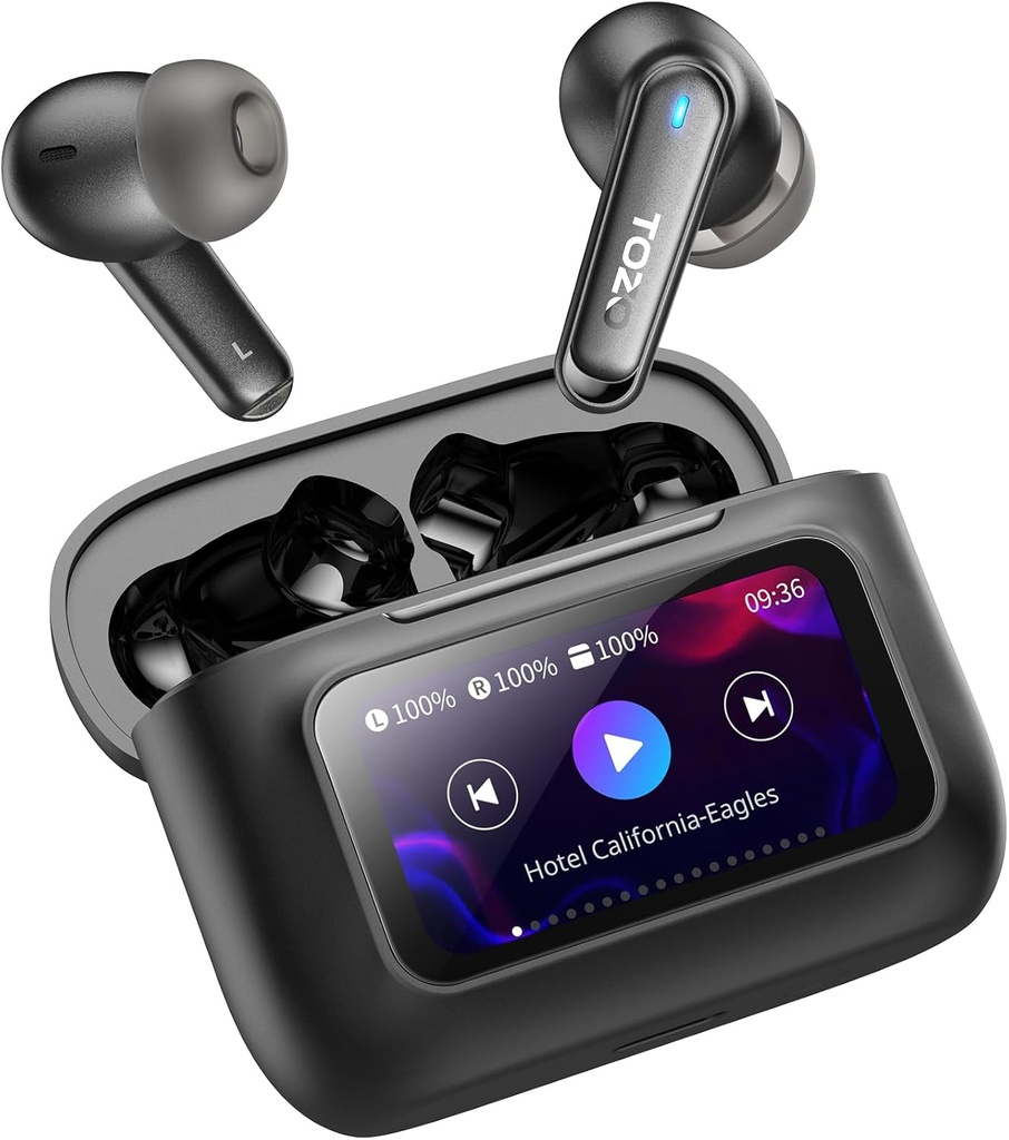 TozO colors Wireless Earbuds with Touch Screen Active Noise Cancelling Ear Buds 4 Mics ENC Clear Call Deep Bass in Ear Bluetooth 5.4 Headphone Long Playtime IPX6 Waterproof 32 EQs via APP