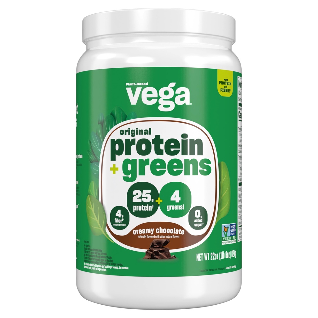 Vega Protein dan Hijau Powder Protein, Chocolate - 20g Tanaman berbasis Protein Plus Vegan, non GMO, Pea Protein untuk Perempuan dan Pria, 1.3 pon