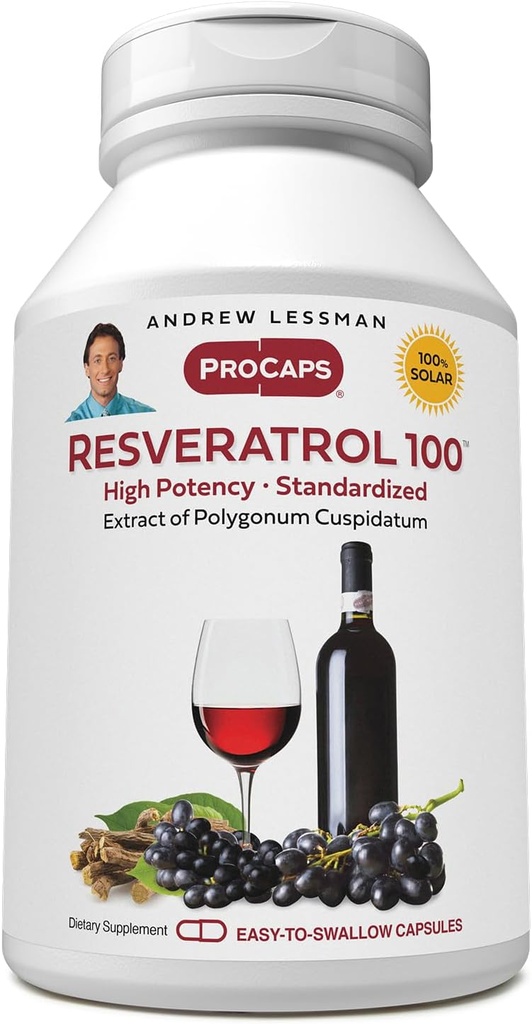 ANDREW LESSMAN ResveratARl- 100mg - 30 Capsules - Merah Wine 's Benefy, Tentu Beroperasi Anti- oksigen, Tanpa Alkohol. Bebas Tambahan