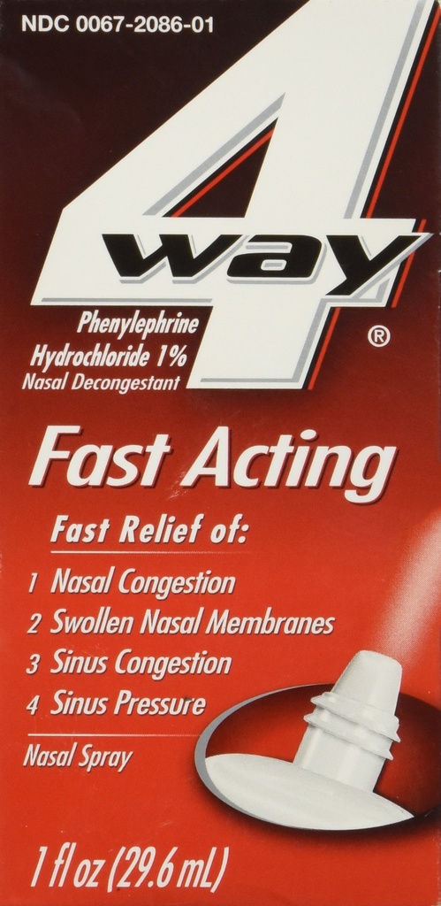 4Way Akting Cepat Spray Nasal untuk Dewasa dan Anak-anak 12 +, Pelepasan Kontraffic Sinus dan Pelepasan Konsumsi Nasal Bantuan Nasal Spray - 1 Fl Oz Spray Botol