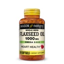 MASON NATURAL Flaxseed Oil 1000mg - Omega 3-6-9 Softgels for Heart Health - Cold- Menekan Whole Herb Suplemen - Bebas, Non-GMO, 100 Softgels