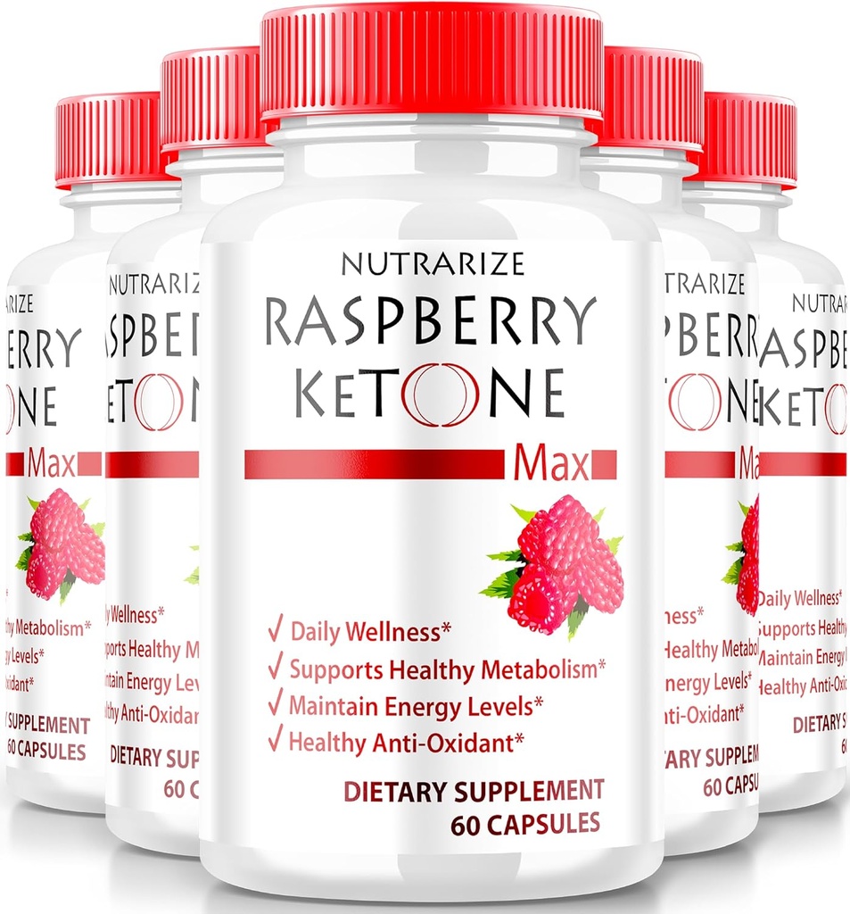 (5 Paket) Raspberry Ketone Capsules, Resmi Raspberry Ketone For Weight Loss, All- Natural Keto Formula untuk Membuka Tubuh Anda dan Fitness Goals, RaspberryKeton Tambahan 1200MG, Review (300 Capsules)
