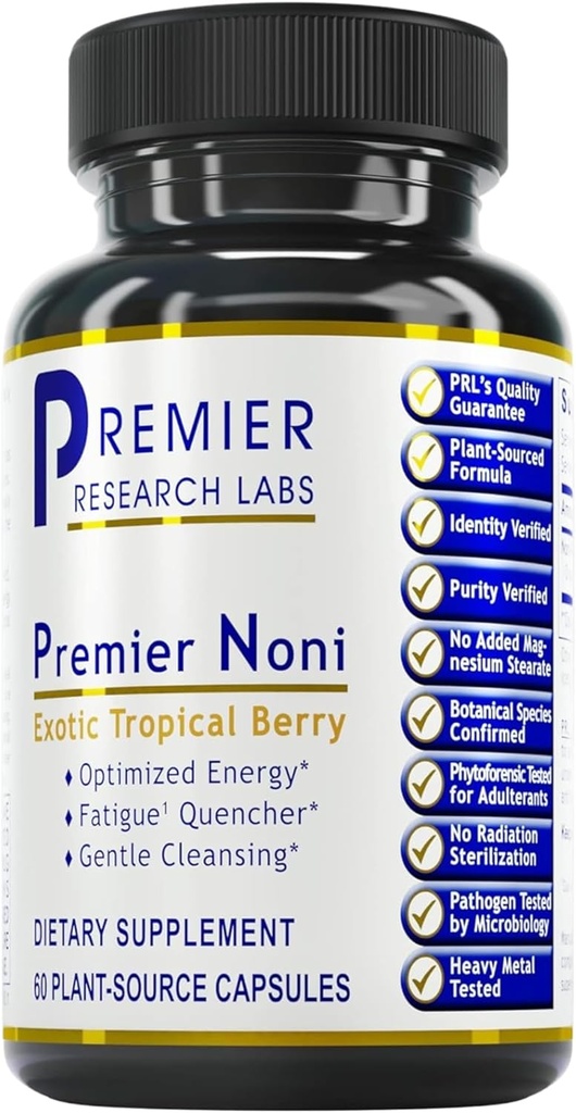 Premier Research Labs Premier Noni - Organic Noni Kapsules, Noni Fruit Powder Pills, Noni Extract Supplement for Gut Health, Energy & Imune Health Support - 60 Vegetarian Capsules